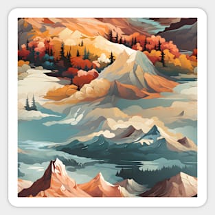 Fantasy Landscapes Mountains Pattern 5 Sticker